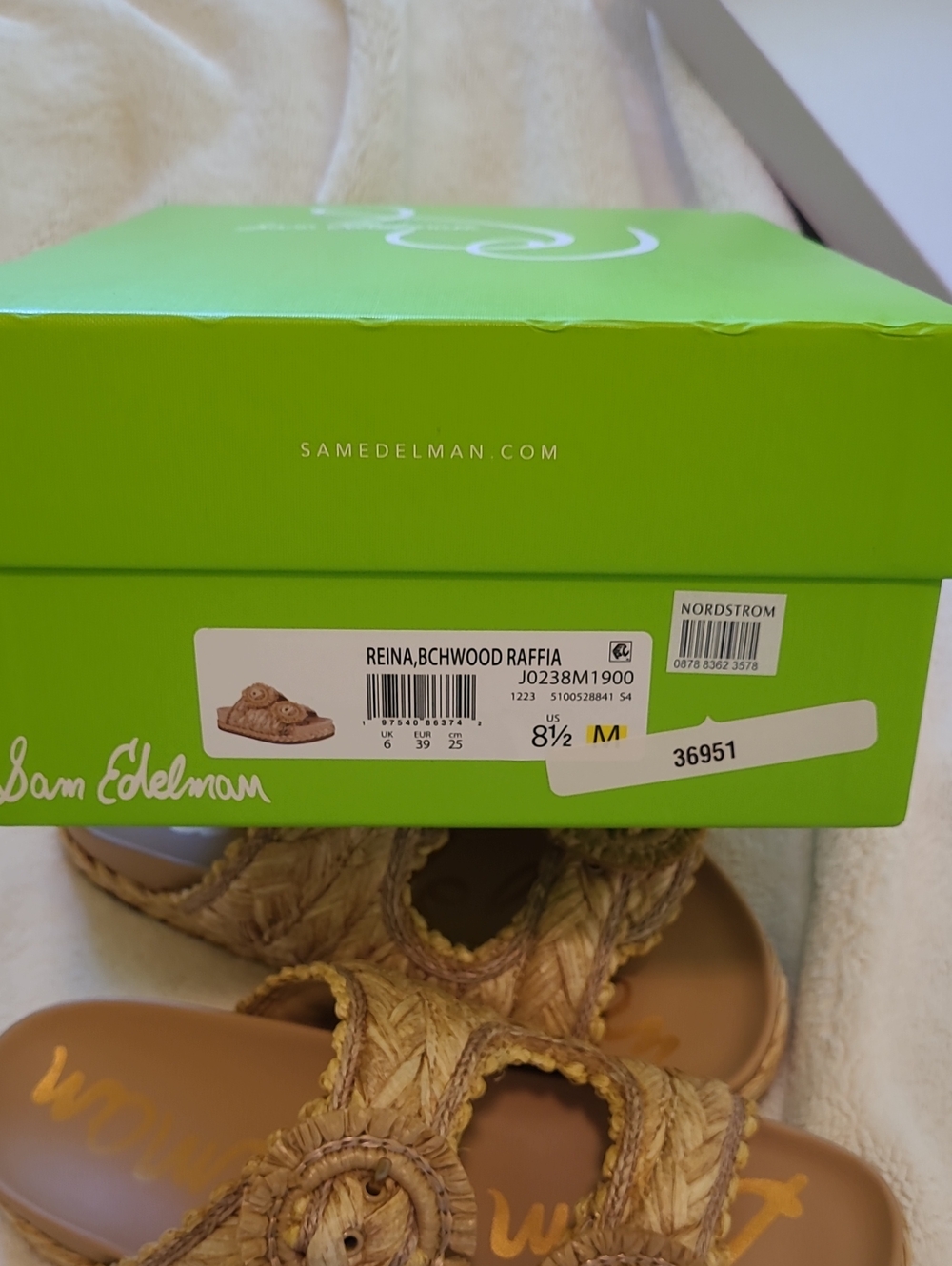 Sam Edelman Natural Woven Slide Sandals in Beige - Picture 2 of 3